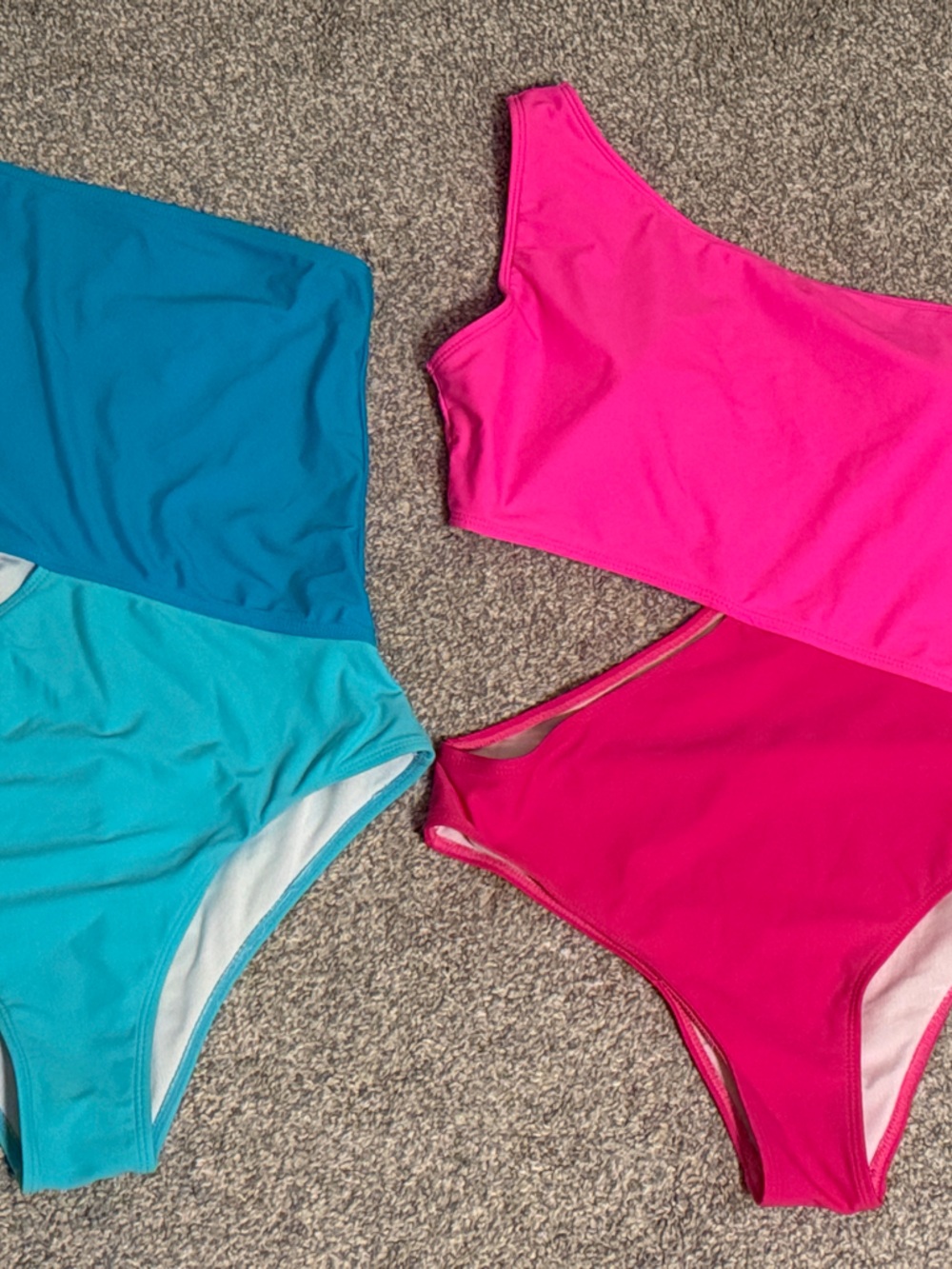 Colorblock One-Piece Swimsuit - Pink & Teal